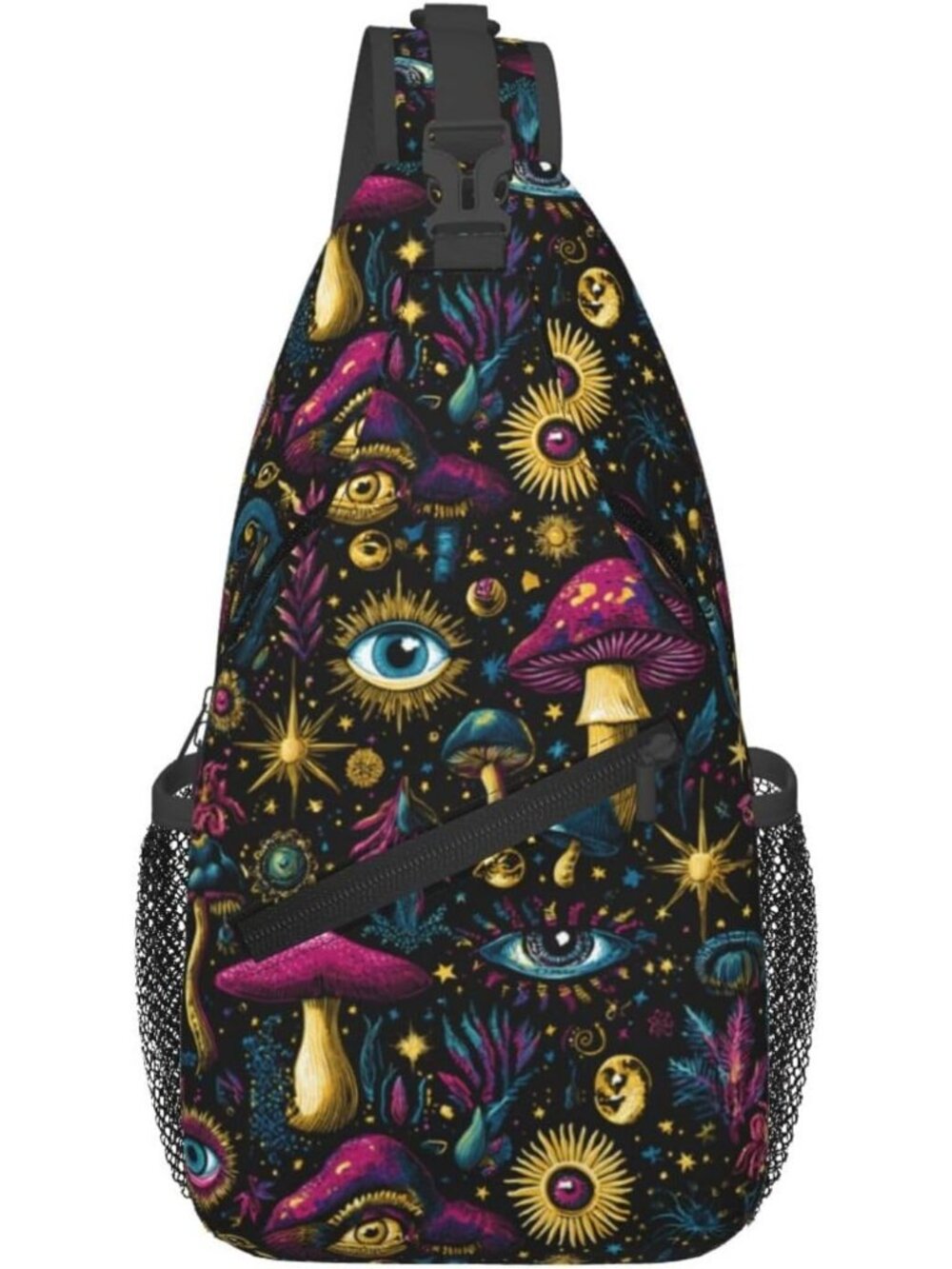 Unisex Trippy Halloween Travel Hiking Sling Backpack Casual Crossbody Bag